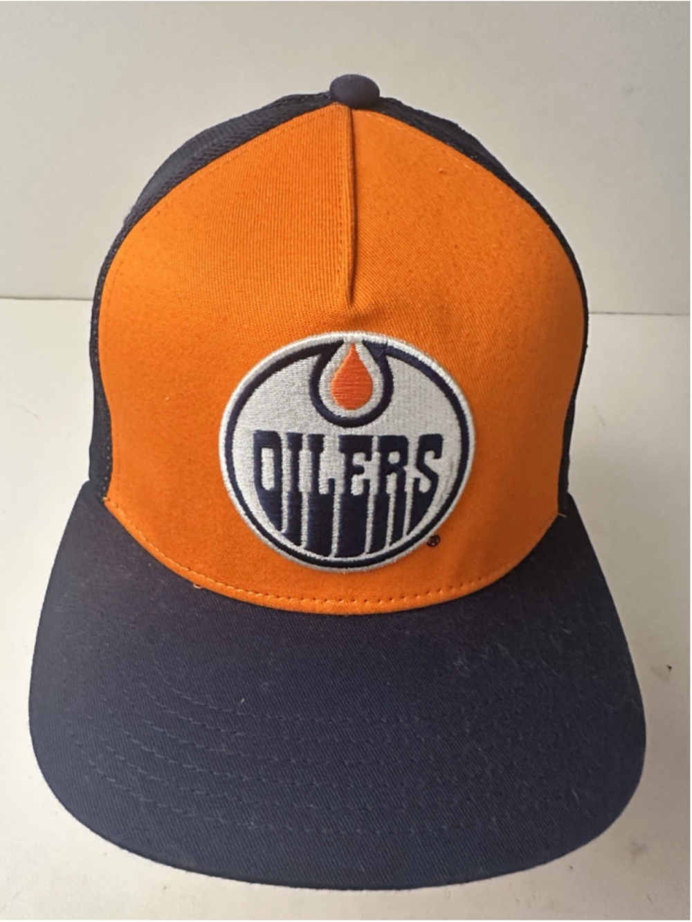 Gongshow Edmonton Oilers McDangles Snapback Hat Cap Orange Navy Mesh Trucker